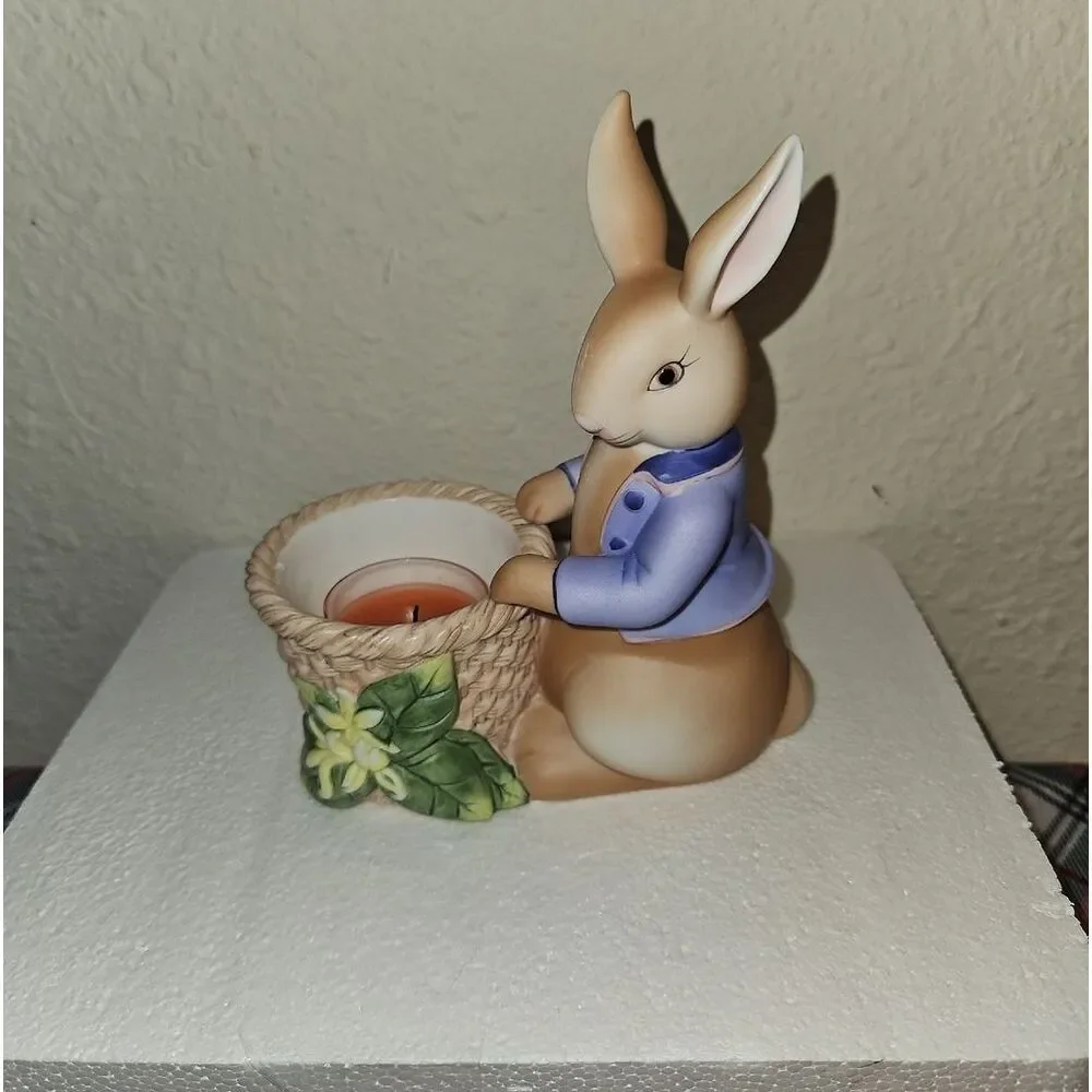 PartyLite Easter Bunny Bertie & Bea Votive Candle Holder Holiday Table Decor Set